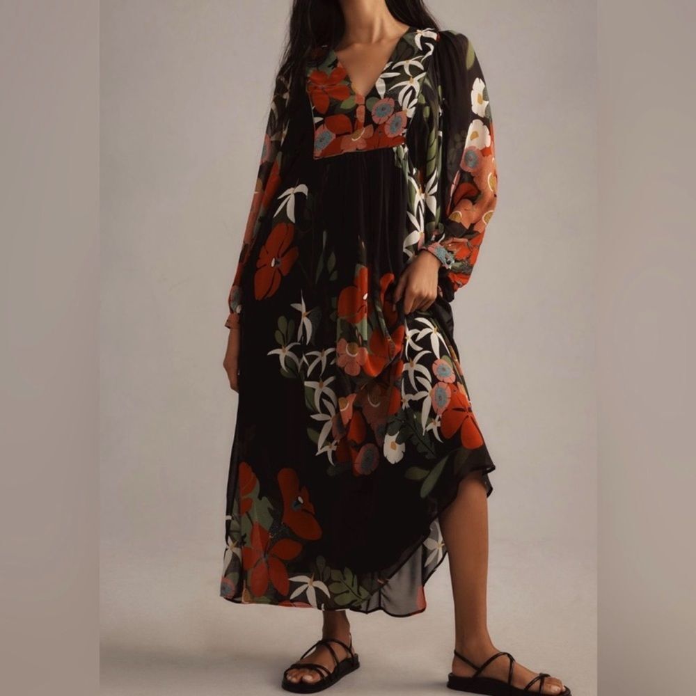 NWT Farm Rio Long Sleeve Floral Maxi Dress XS
